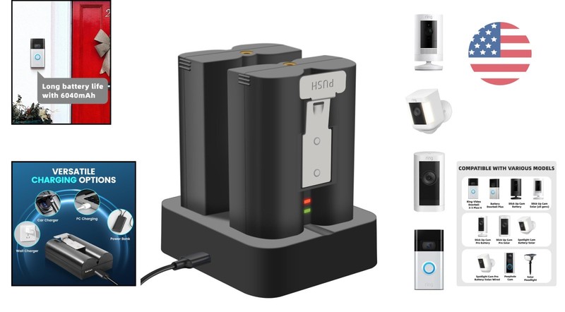 2-Pack 6040mAh Rechargeable Ring Battery & Charger Station for Secure Monitoring gallery