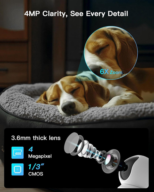 5G 4MP Pet Camera 2 Pack, No Subscription Indoor Security Camera for Dog/Cat/Bab gallery