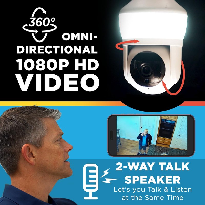 Pro Security Camera with 80 Watt Equivalent LED Light, Two Way Talk, HD Video... gallery