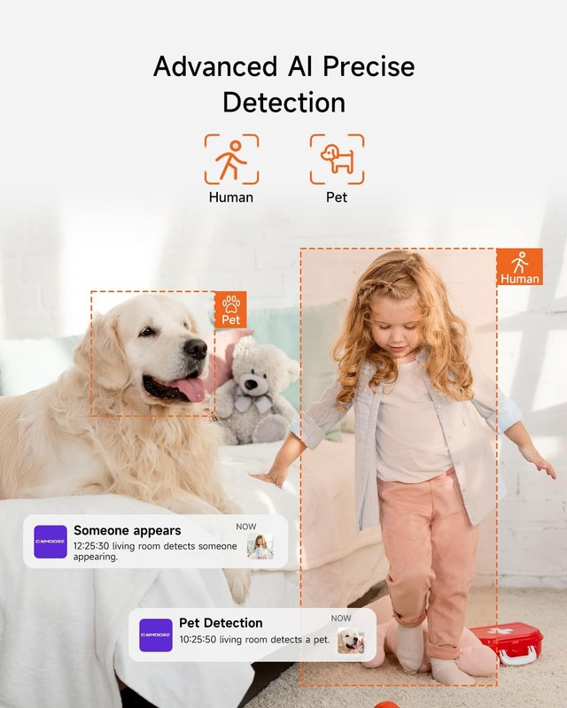 4MP for Home , 32GB SD Card, Non-Subscription AI Human/Pet/Crying Detection, ... gallery
