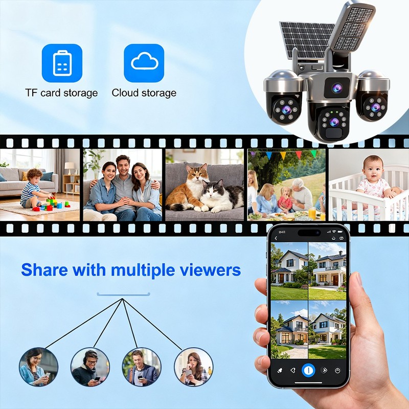 Solar Battery Powered Wireless WiFi Outdoor Pan/Tilt Home Security Camera System gallery