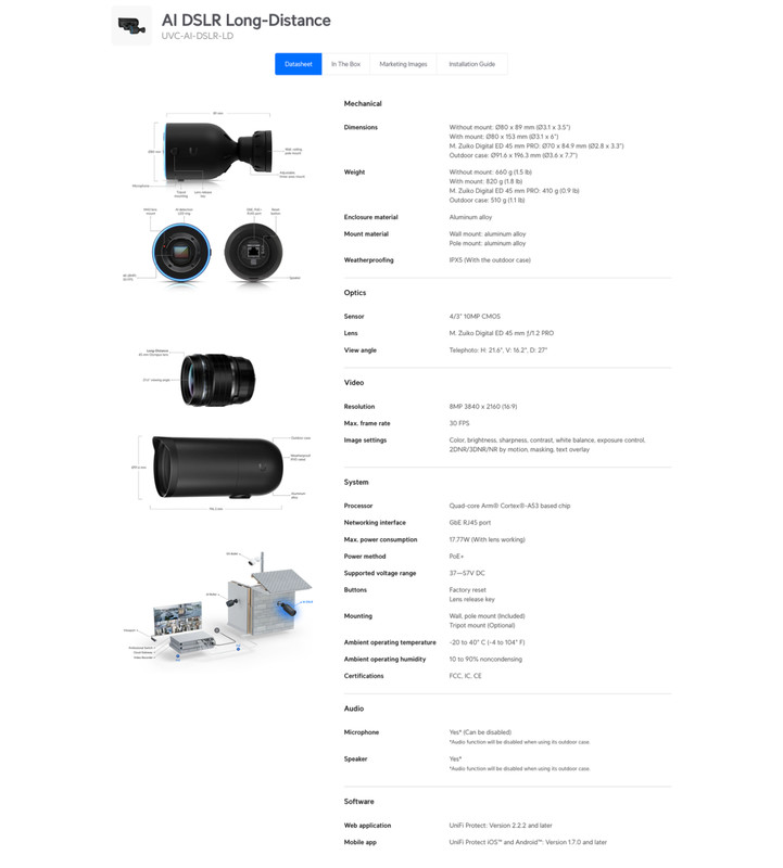 NEW Ubiquiti Networks UniFi AI DSLR 4K PoE Bullet Camera Wide Angle UVC-AI-DSLR gallery