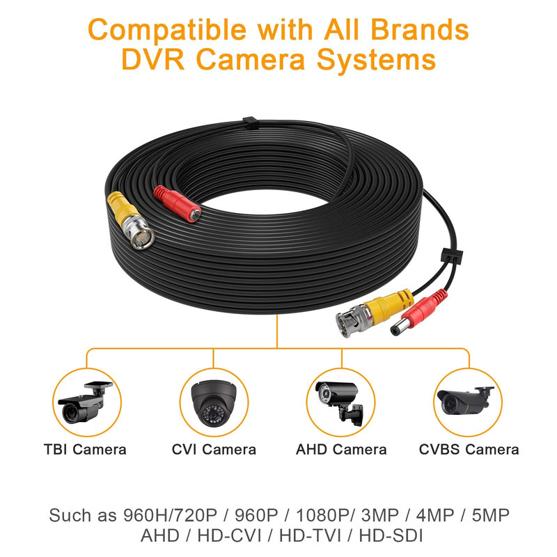 BNC Cable, 200ft 4Pack All-in-One Siamese Video and Power 4 feet, Black gallery