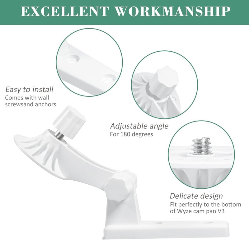 2-Pack Wall Mount, Specially Designed for Wyze Cam Pan V3, 180° Tilt Easy Instal gallery