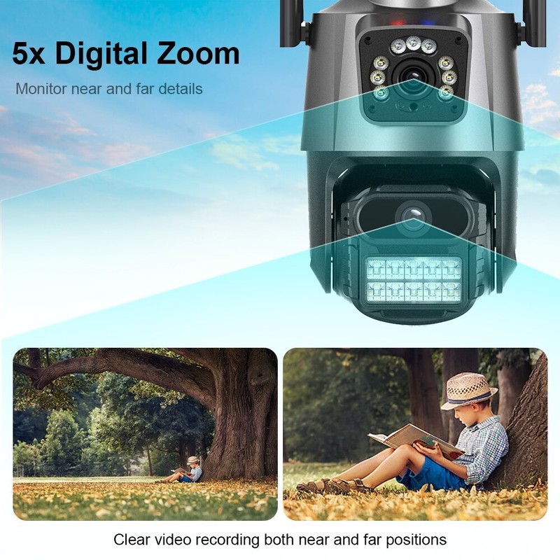 Dual Lens 4MP WiFi Security Camera Outdoor Home Night Vision PTZ Surveillance gallery