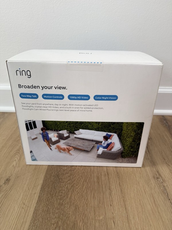 Ring Floodlight Wired Plus Security Camera w/ 2-Way Talk & Motion Track - White gallery