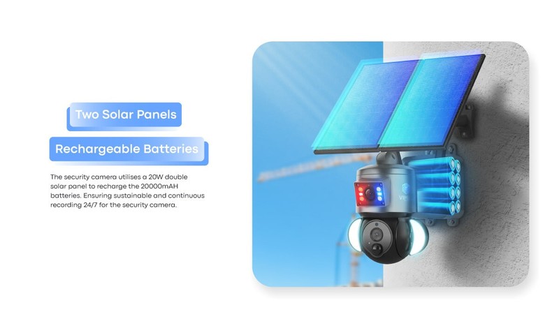 4G Security Camera Two Cams 2K 360 Solar Battery 128GB 24/7 Recording gallery