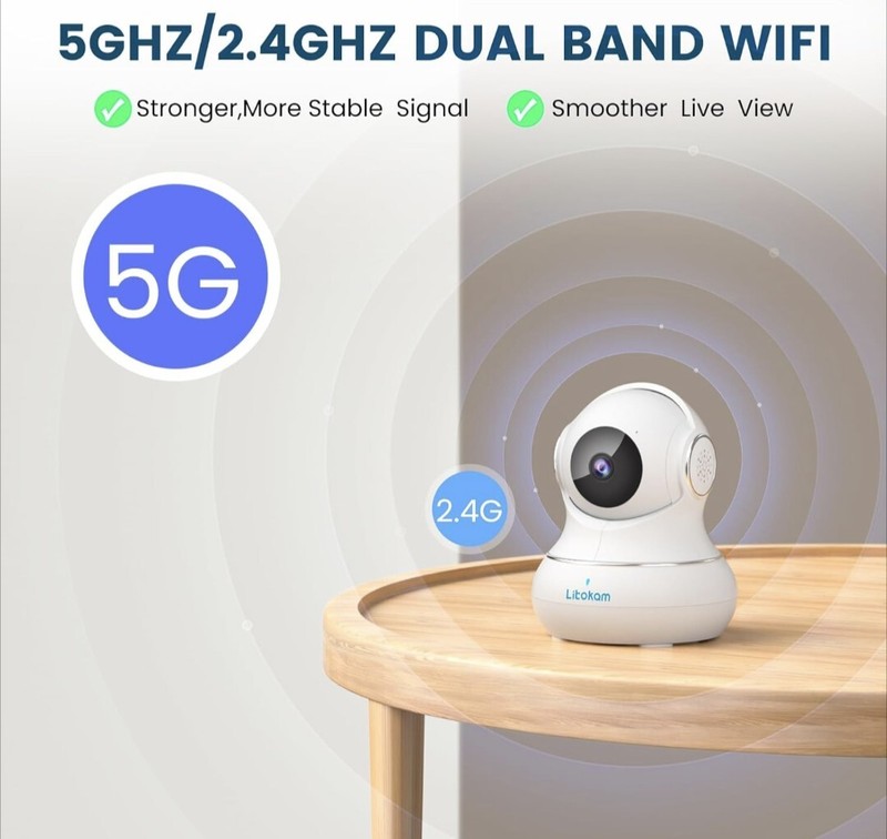 Litocam 5MP WiFi Smart Camera ~ 5G Dual Band WiFi ~ Brand New In Sealed Box gallery