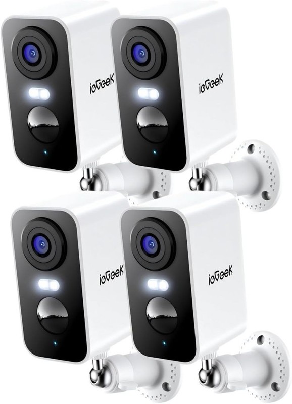 ieGeek Security System with 4 Wireless Cameras 2K 3MP Spotlight & Siren Battery