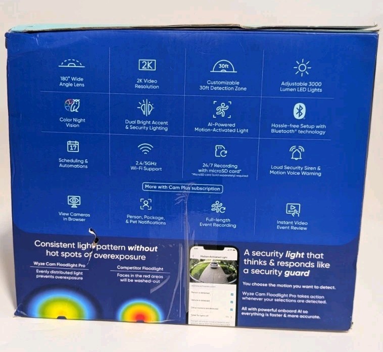 NEW WYZE Cam Floodlight Pro 2.5K QHD Outdoor Wi-Fi Smart Security Camera - White gallery