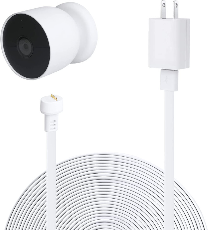 Power Adapter for Google Nest Cam (Battery), with 16.4Ft/5M Weatherproof Chargin gallery