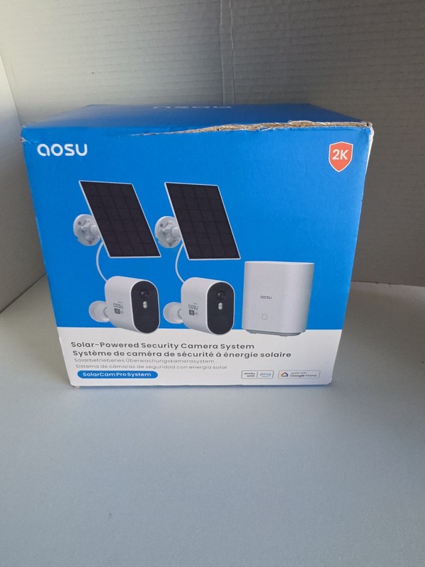 AOSU SolarCam Pro System 2 pack Solar Powered Security Camera Work With Alexa