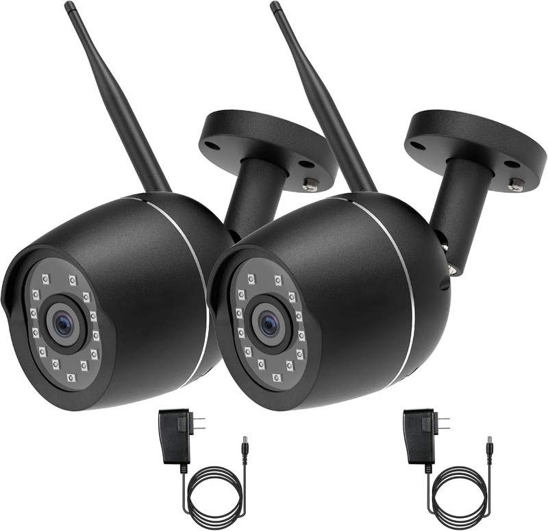 Security Camera Wireless Outdoor 2pk Plug-In 1080P WIFI Waterproof