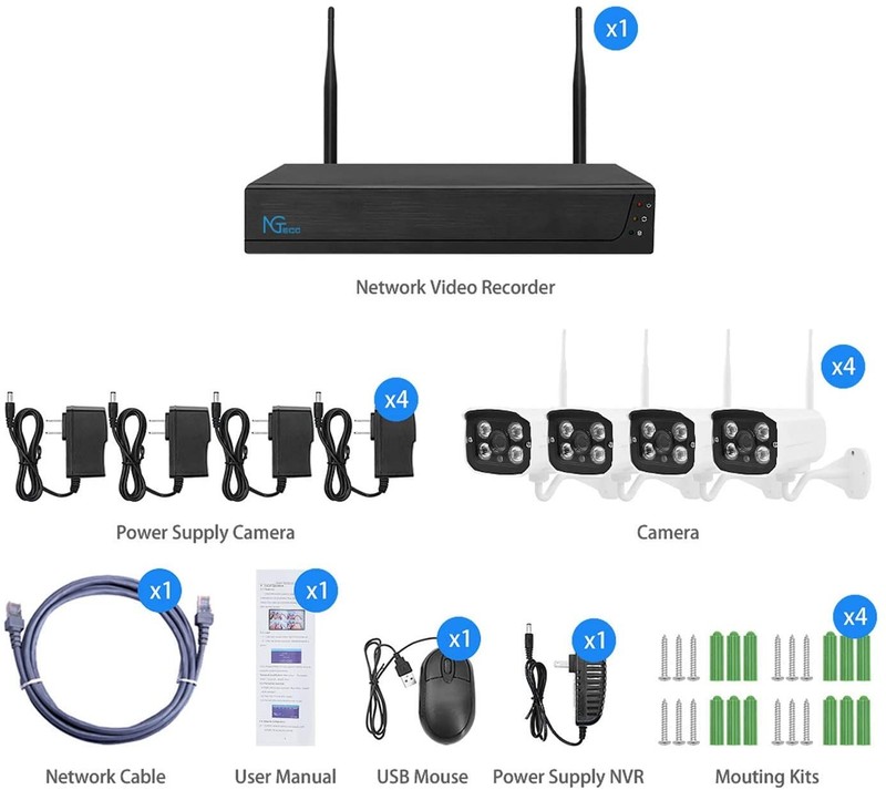 NGTeco 4CH 1080P FHD 1TB HDD NVR DVR Wireless Outdoor Security Camera System Kit gallery