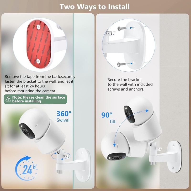 Adhesive Security Camera Mount for eufy Indoor Cam E30/C210/C220/E220, White gallery