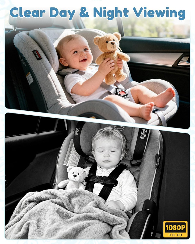 HD 1080P Day& Night Vision Car Seat Camera - Easy to Install 150° Wide Angle Bab gallery