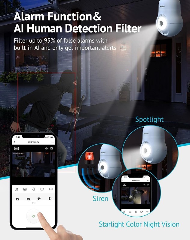 LaView HD WiFi Smart IP Light Bulb Camera LV-PWL2-W gallery