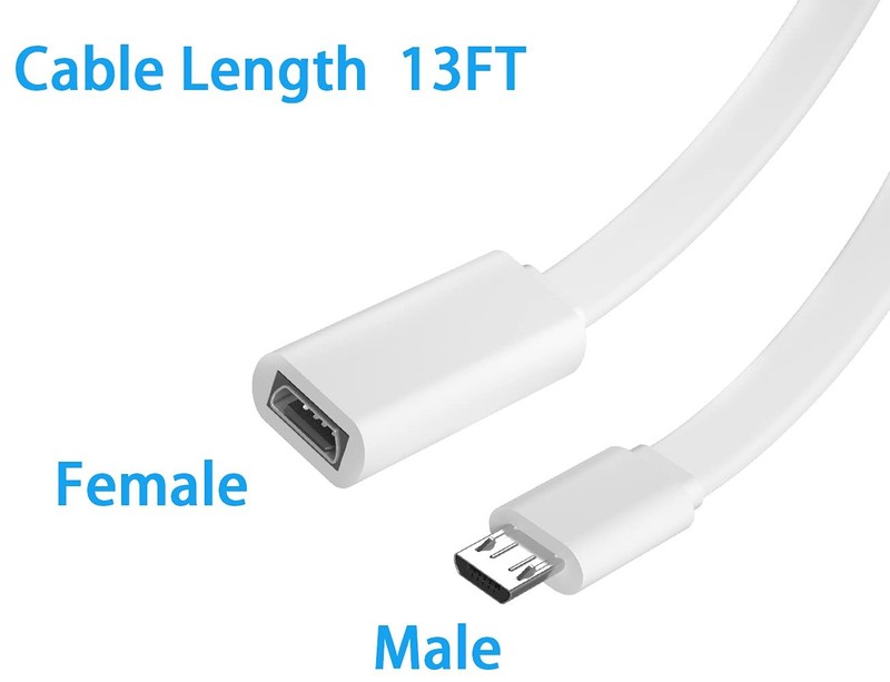 SIOCEN 2 Pack 13FT Micro USB Extension Cable for Zmodo,Male to Female Extende... gallery