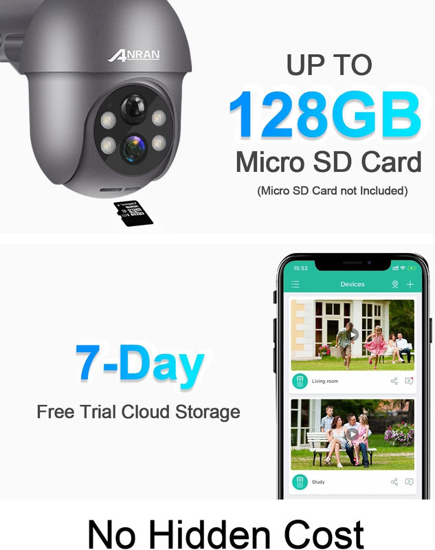 3MP Security Camera Wireless Outdoor, 2K Solar Outdoor Camera with 360° View, Sm gallery