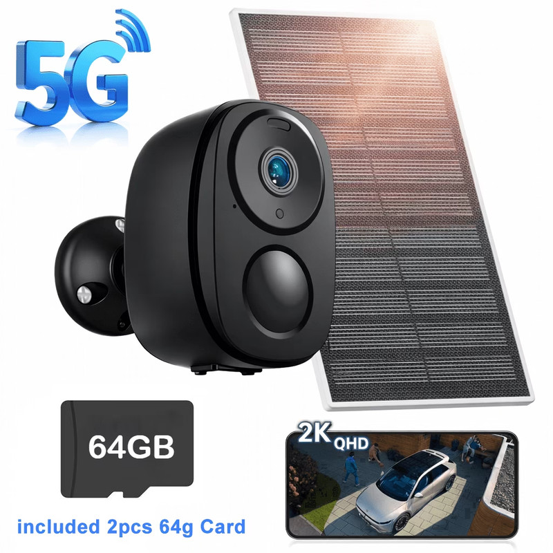 Solar Security Camera Wireless Outdoor – FHD 2K Battery Powered Cameras for Home