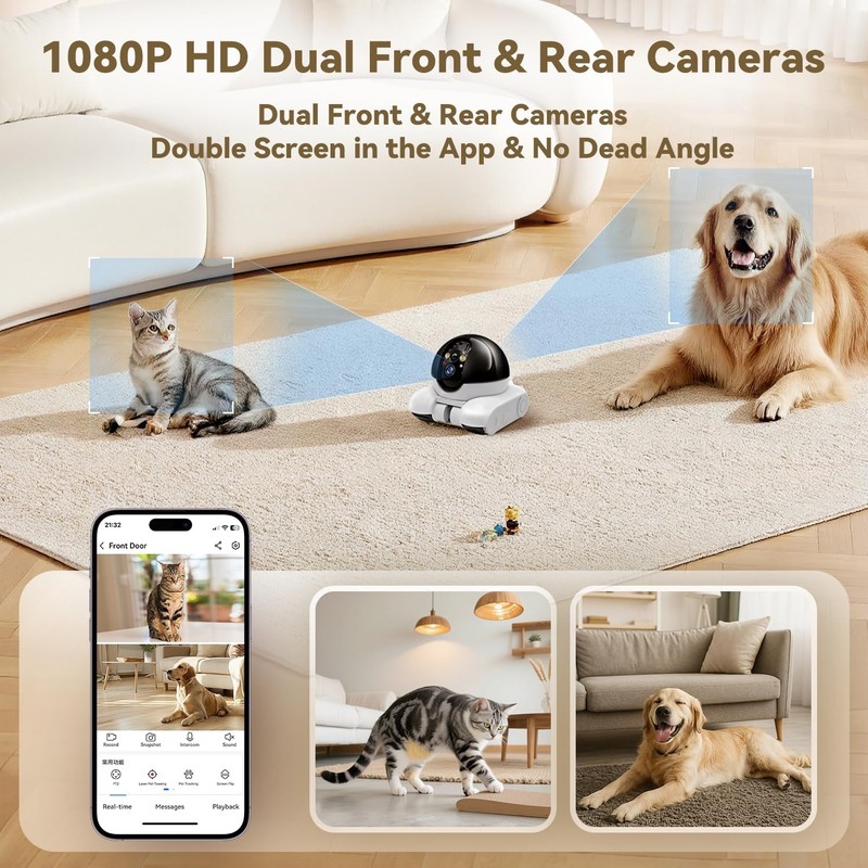 Robot on Wheels 1080P Dual Lens,Indoor Movable with 2-Way Talk,Blinky Bot wit... gallery