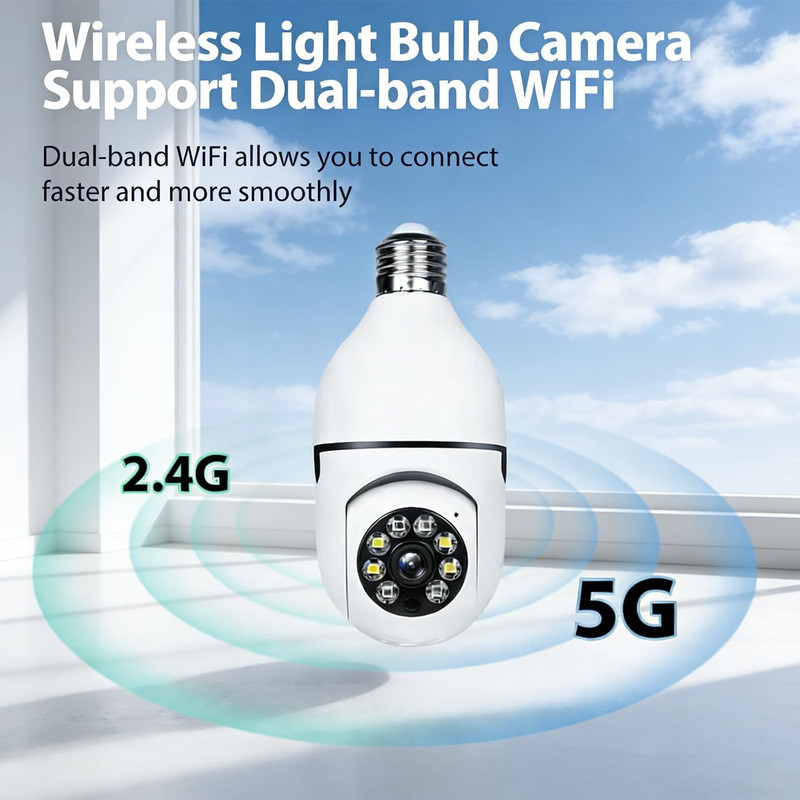 Hawkray Light Bulb Security Camera -5G& 2.4Ghz Wifi 2K 3MP Security Cameras Wire gallery