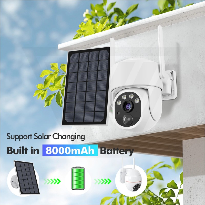 5MP PTZ Solar Power IP WiFi Camera Outdoor IP66 Waterproof 5X Zoom 8000mAh Built gallery