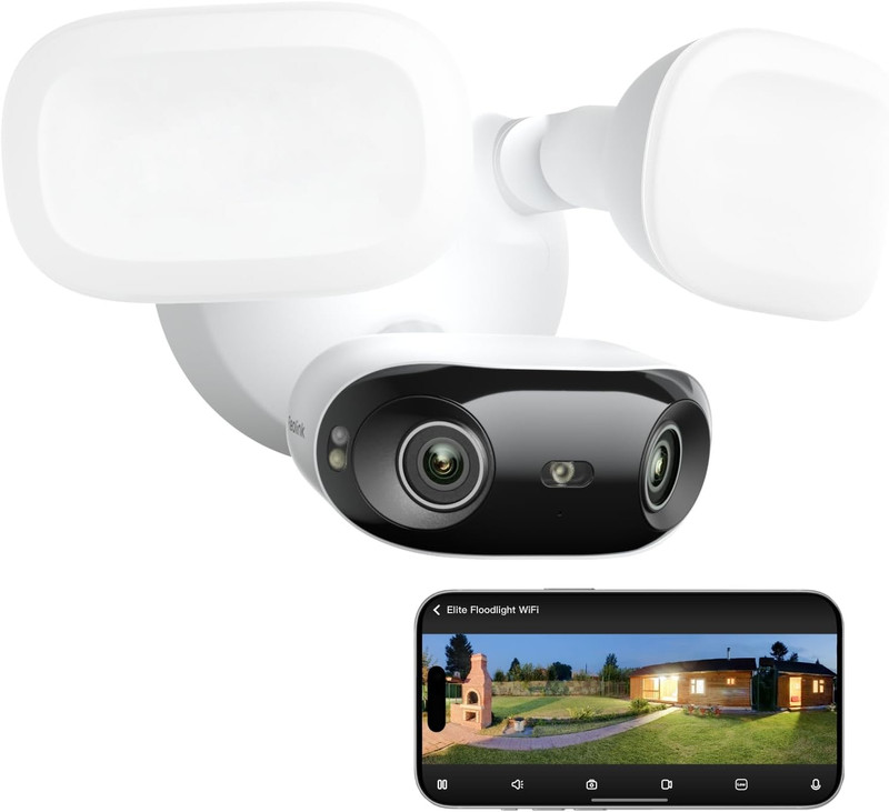 REOLINK Elite Floodlight Wifi, 4K 8MP 180° Panoramic Wired Floodlight Camera, Ad