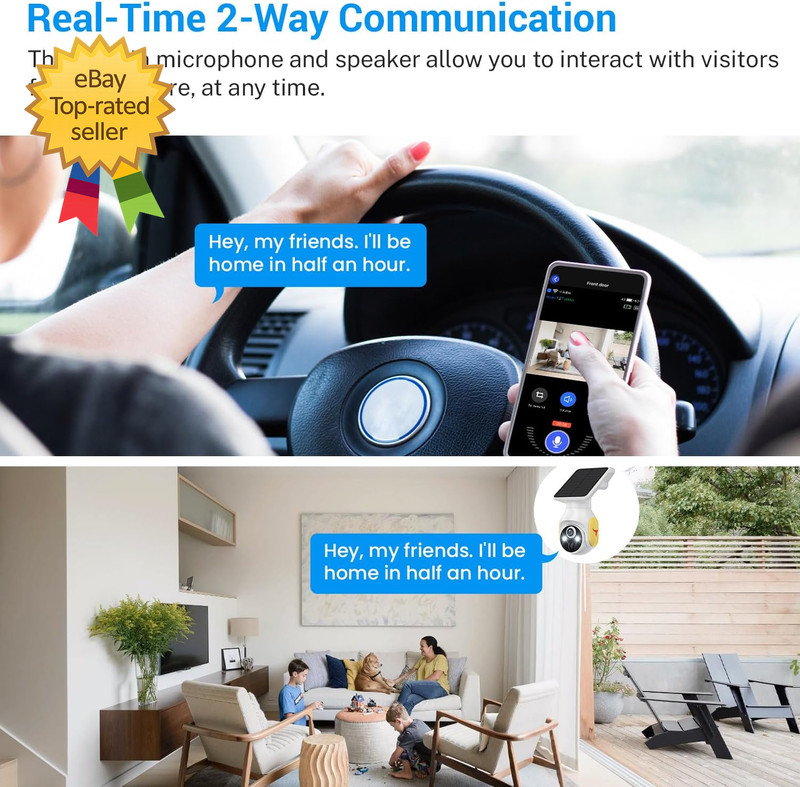 1080P Security Camera Wireless with Solar Panel AI Human Detection 2 Way Audio.. gallery