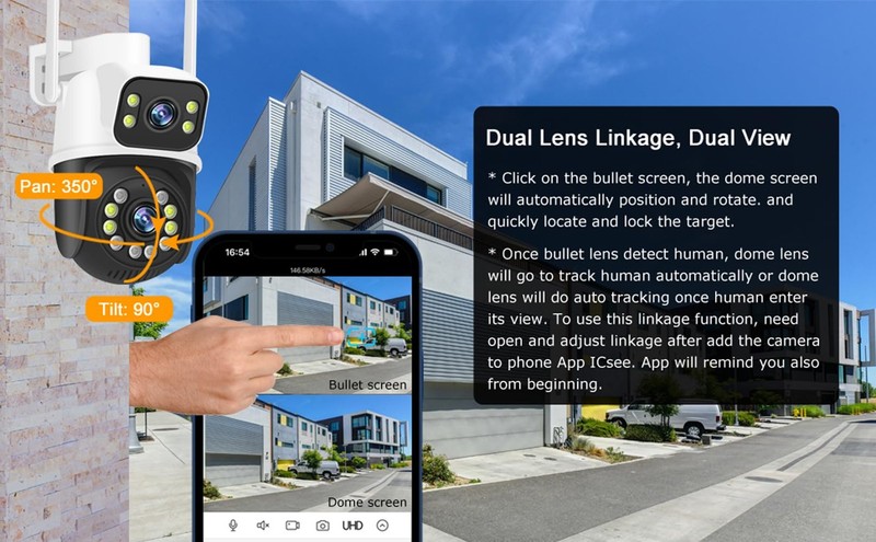PTZ 2.4G/5G WiFi Outdoor security wireless 2X3MP Dual Lens Linkage Human Dete... gallery