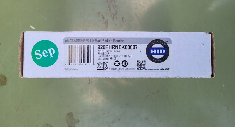 Brand New in Box HID 920PHRNEK00007 RDR, RP40-H, pivCLASS Wall Switch Reader