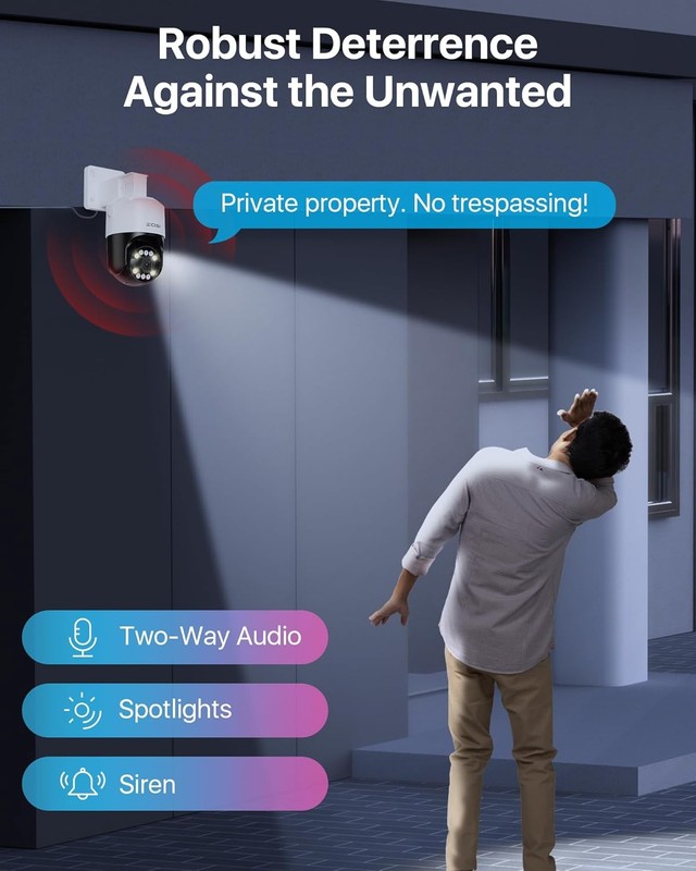 ZOSI 4Pack 5MP 3K PoE PTZ Camera Outdoor AI Vehicle Detection Color Night Vison gallery