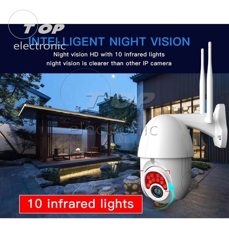 Outdoor Waterproof WiFi PTZ Pan Tilt 1080P HD Security IP IR Camera dark VIEW