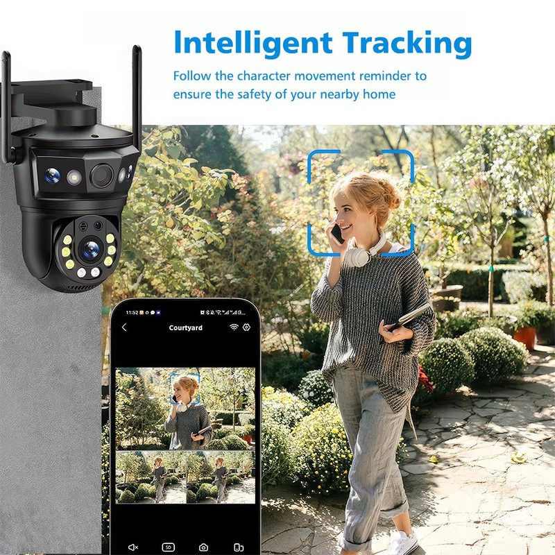 6K 12MP WIFI Camera Triple Lens Triple Screen Outdoor PTZ CCTV Security IP Cam gallery