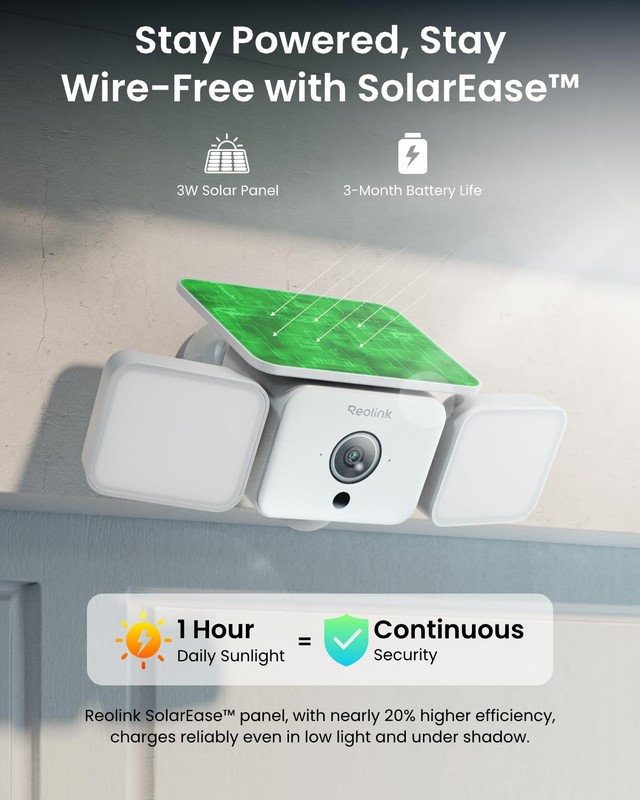 REOLINK Solar Floodlight Cam, 2K 150° Security Cameras Wireless Outdoor, Up t... gallery