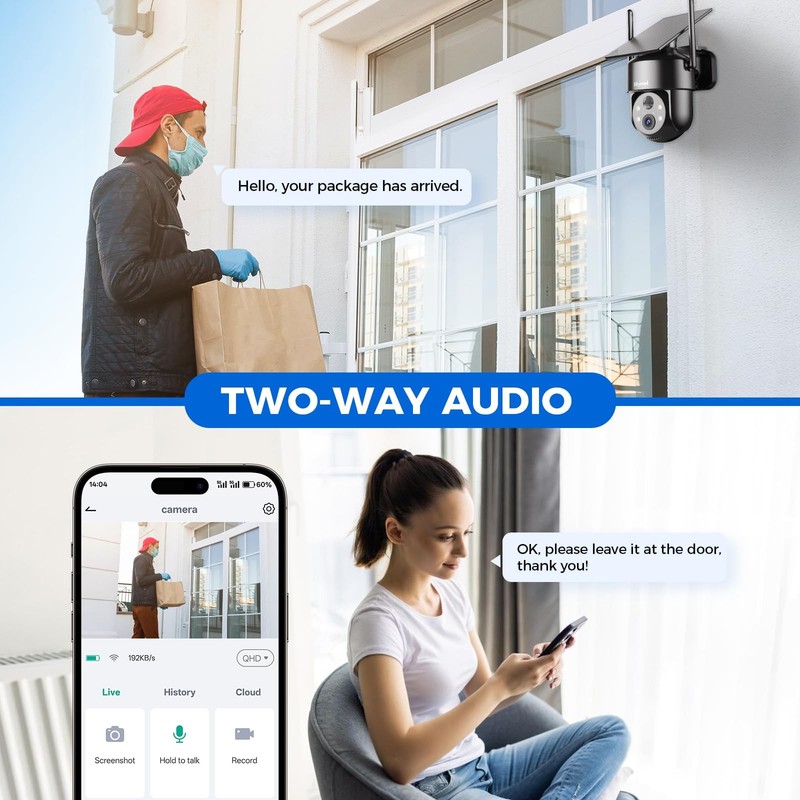 2K 2.4g WiFi Security Cameras Wireless Outdoor, 360° View Solar Cameras for Home gallery