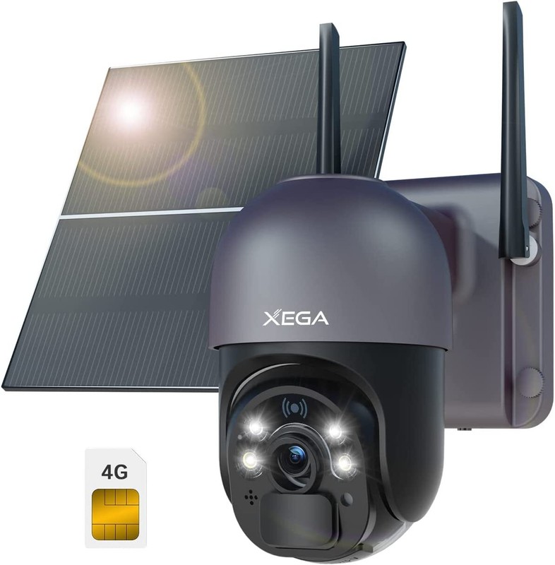 4G LTE Cellular Security Camera with 20W Solar Panel 20000mAh Built-in Battery