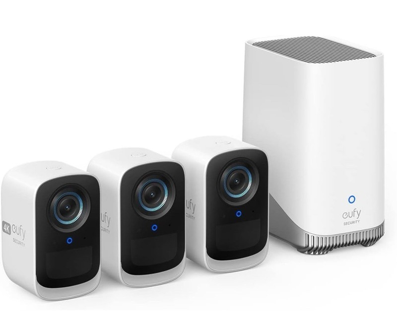 eufy Cam S300 3C 3-Cam Kit 4K Outdoor Camera Wireless Spotlight Bionicmind AI