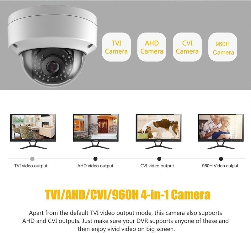 5MP Dome TVI AHD CCTV 4IN1 Security Camera 65ft Night Vision Metal Housing 2.8mm gallery