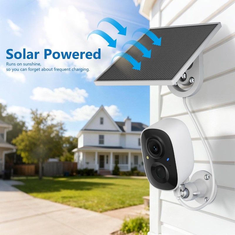 2K Security Camera Wireless Outdoor,Solar Powered WiFi Cameras for Home Secur... gallery