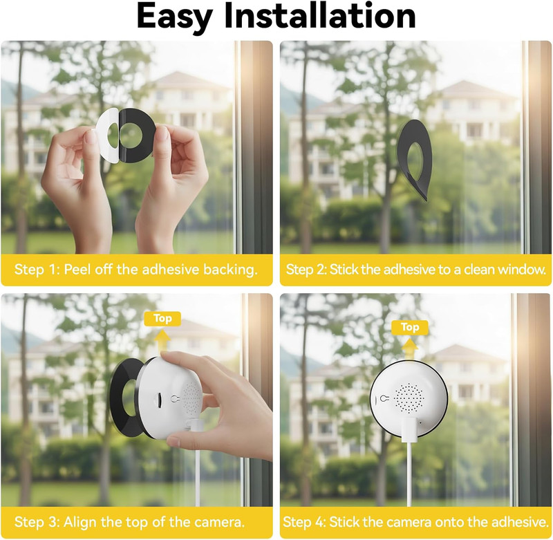 Window Camera 2 Pack, 4MP Indoor Camera with Phone App, Dual-Band Wifi 6 Cameras gallery