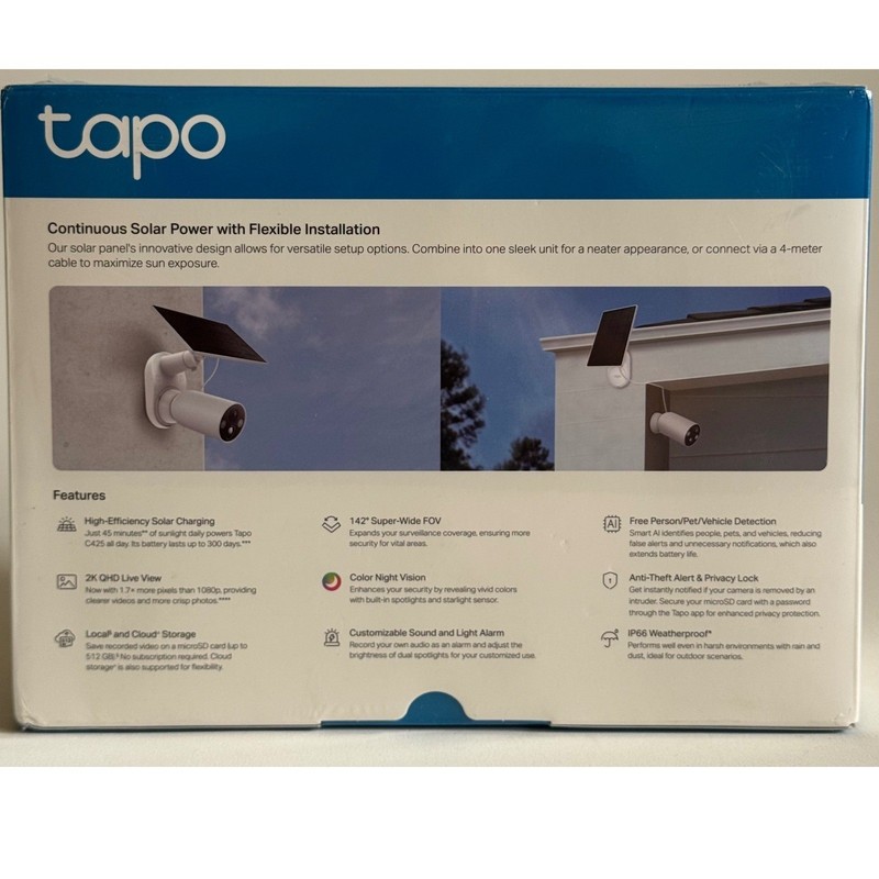 TP-Link Tapo C425 Solar Powered Security Camera Kit 2K QHD Outdoor Wireless IP66 gallery