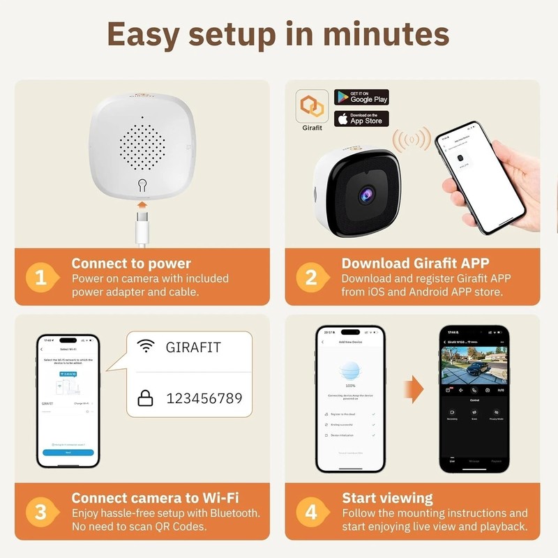 Indoor/Outdoor Window Camera 3MP 2K WiFi Security Motion Detection Night Vision gallery