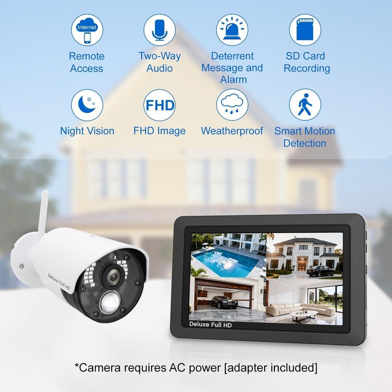 Deluxe Wireless 2-Camera Security System - 7 inch Touchscreen with Night Vision gallery