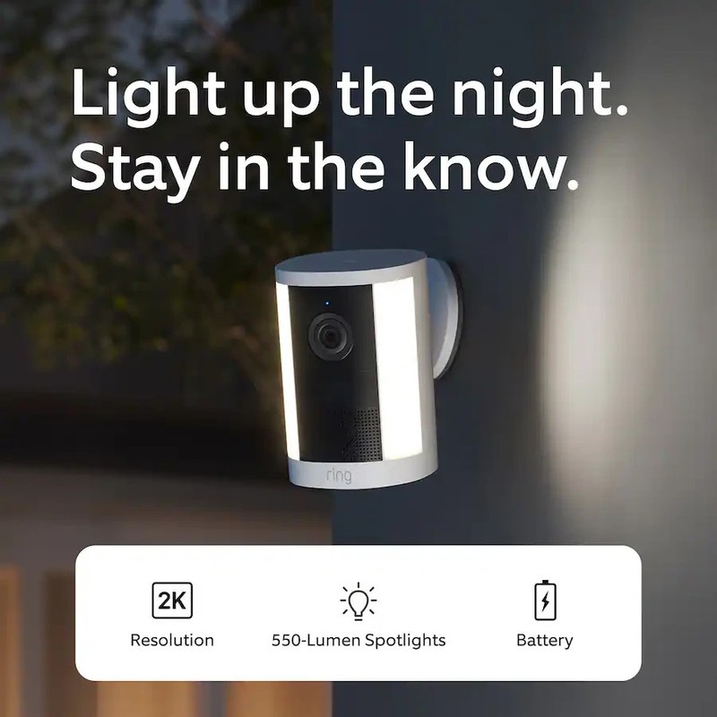 Ring Spotlight Cam 2nd Gen Battery Outdoor Security Camera (White) gallery