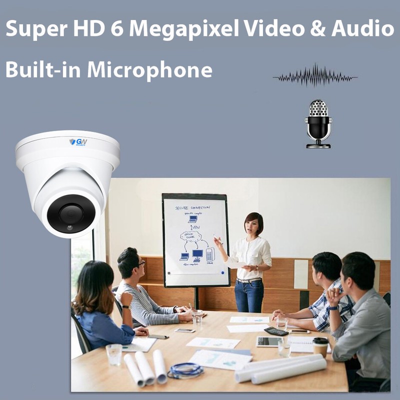 16CH NVR 16 X 6MP PoE IP 3.6mm Lens Microphone Turret Security Camera System 4TB gallery