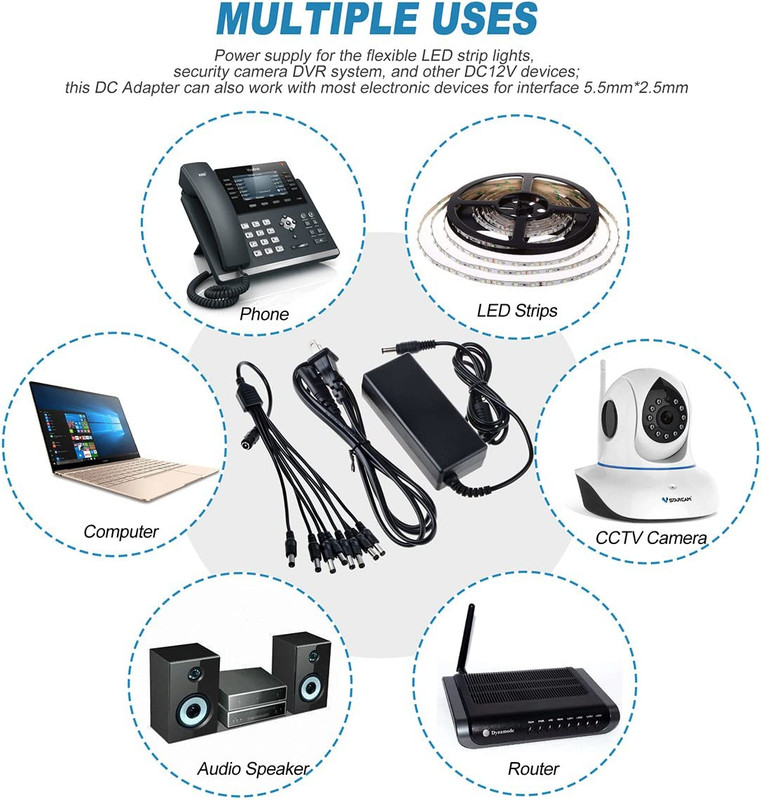 Charger Compatible with Swann Lorex Q-See Security Camera 12V 5A 60W 2 gallery