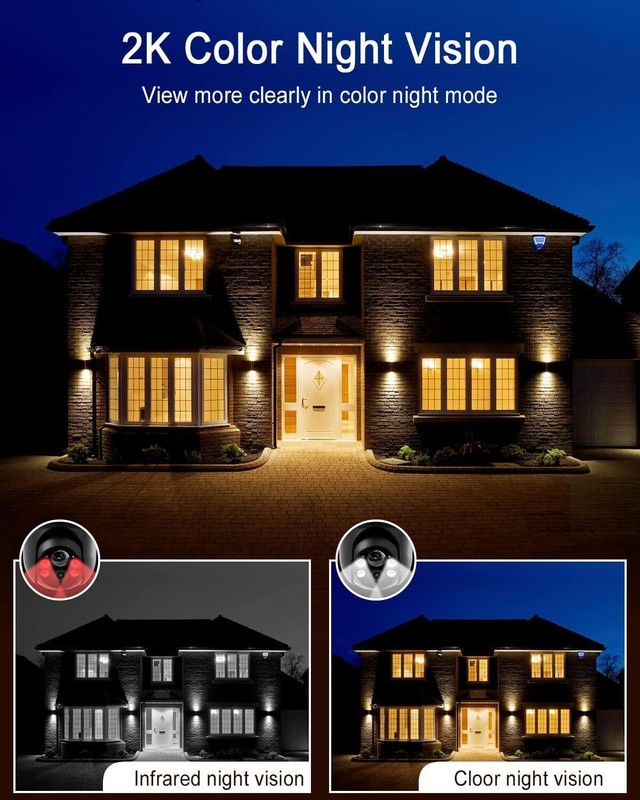 2K Solar Security Camera Outdoor Wireless 3MP 360° PTZ Human Detection 2-Pack gallery