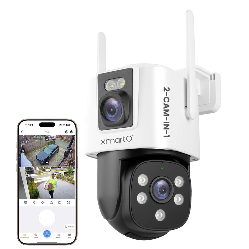 WiFi6 Dual-Lens Security Camera, 4MP QHD 2-in-1 Home Camera with 180° Static …