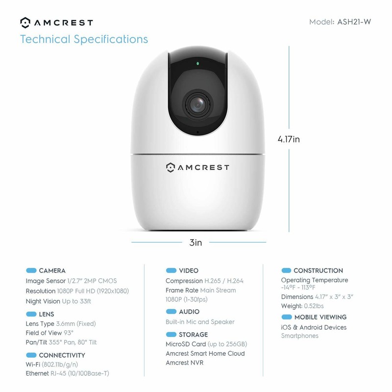 Amcrest 1080P Smart Home Wifi Security Camera Wireless Nanny Cam Baby Warranty gallery